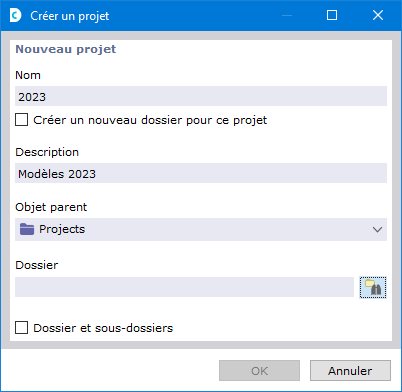 Création d’un nouveau projet