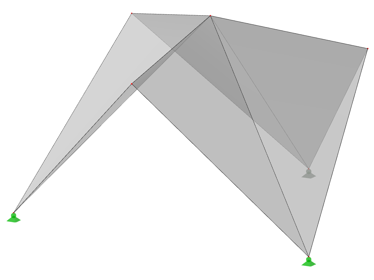 Identifiant du modèle 516 | 034-FPC005-b | Systèmes de structures pliées prismatiques. Surfaces à pli unique sur plan de sol triangulaire, crêtes vers le centre