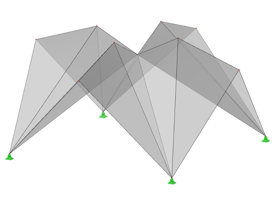 ID de modèle 532 | 034-FPC013 | Systèmes de structures pliées prismatiques | Surfaces à pliage croisé sur plan au sol rectangulaire, crêtes pliées vers le haut
