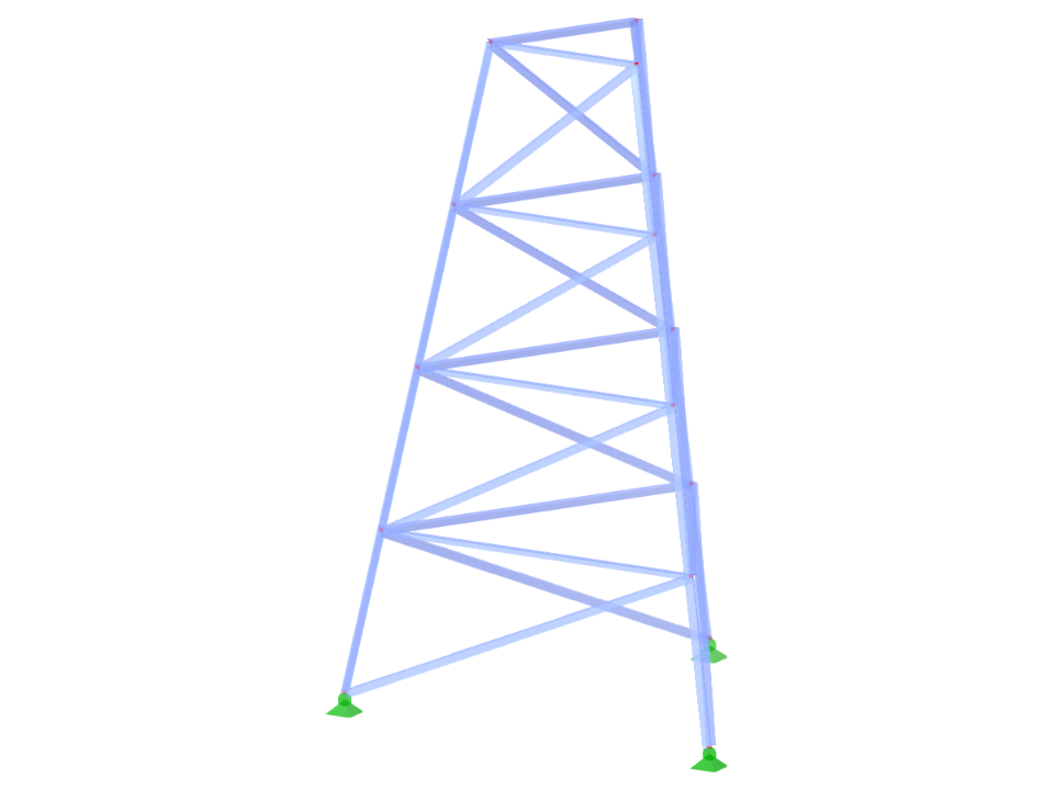 ID de modèle 2313 | TST002 | Pylône en treillis | Plan triangulaire | Diagonales vers le haut et horizontales
