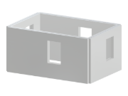 Salle avec quatre ouvertures murales servant de fenêtres, mise en valeur sur la configuration spatiale.