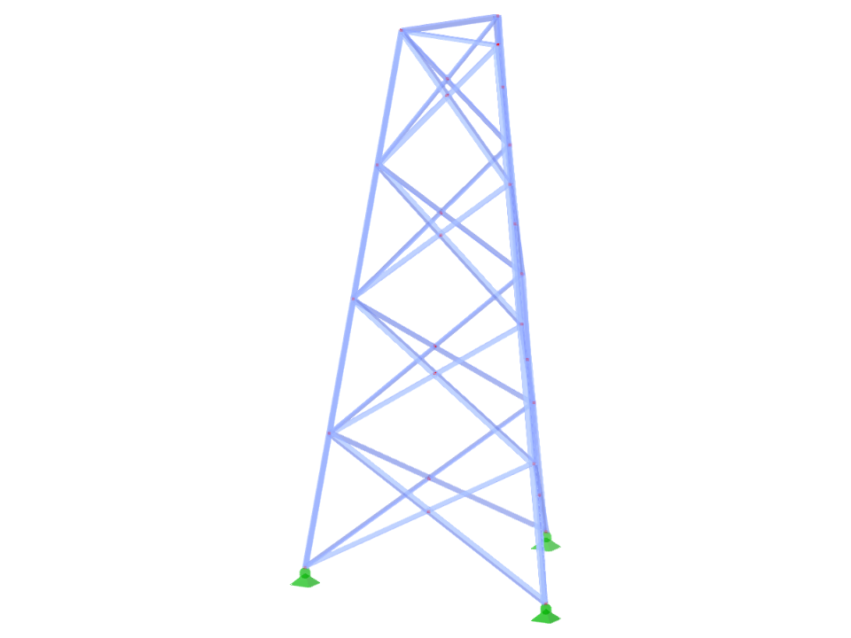 ID de modèle 2335 | TST034-b | Tour en treillis | Plan triangulaire | Diagonales en X (Interconnectées, droites)