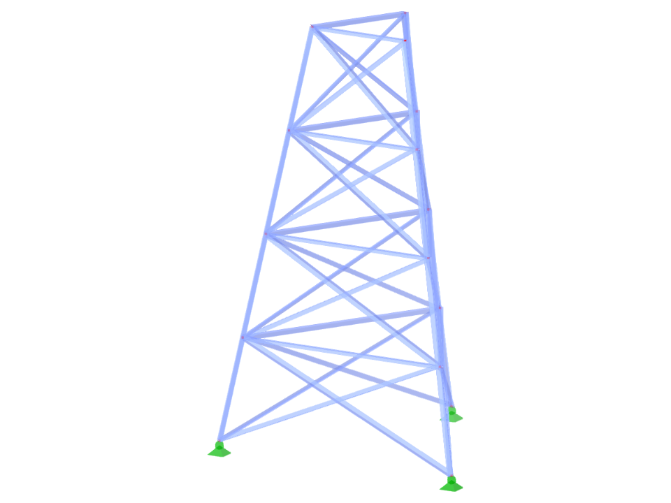 ID de modèle 2336 | TST035-a | Pylône en treillis | Plan triangulaire | Diagonales en X (non interconnectées) et horizontales