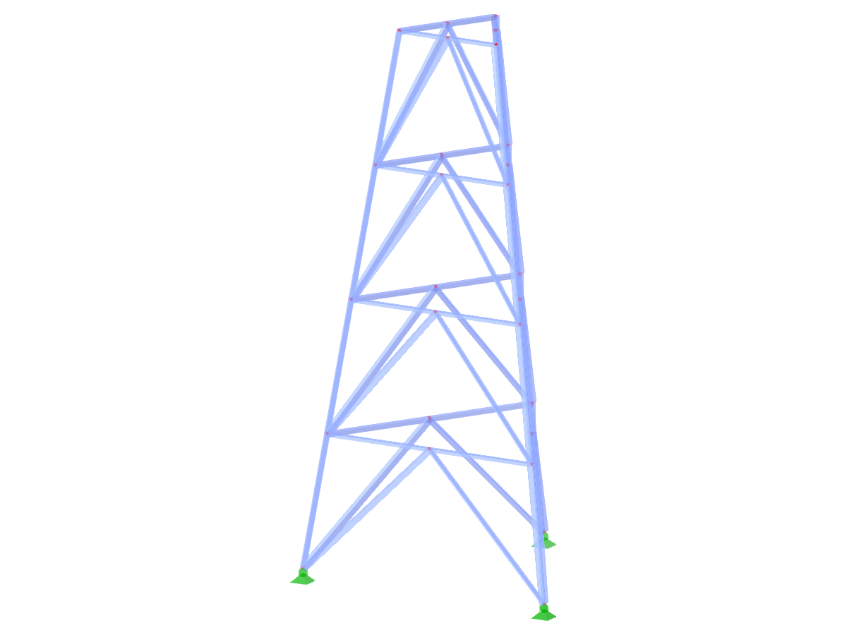 ID de modèle 2366 | TST050 | Pylône en Treillis | Plan triangulaire | Diagonales en K en bas & horizontales