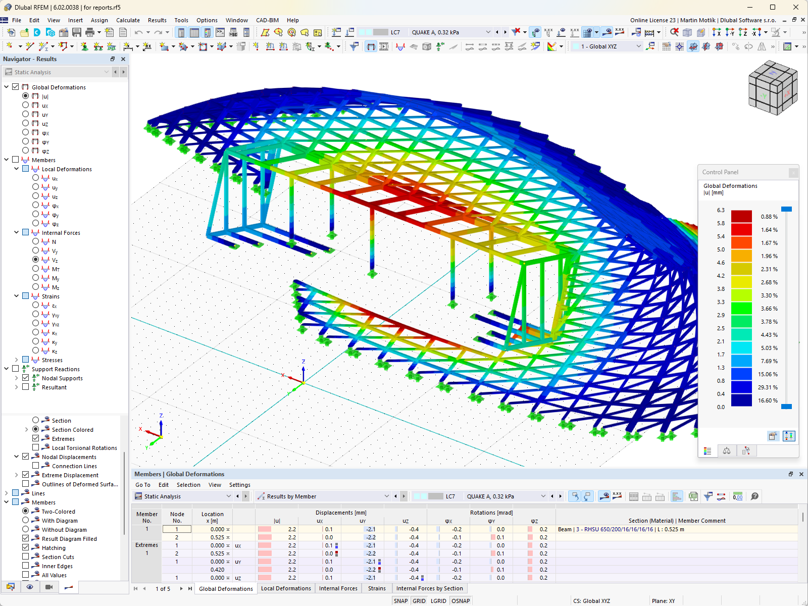 Modèle partiel de la façade dans RFEM