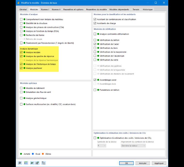 Modules complémentaires pour l’analyse dynamique