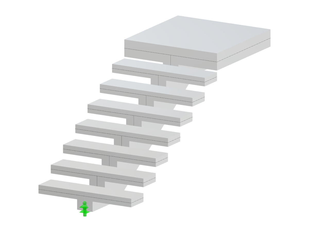 Escalier en béton avec une poutre centrale en épine dorsale, offrant stabilité et support dans une conception à une seule volée.