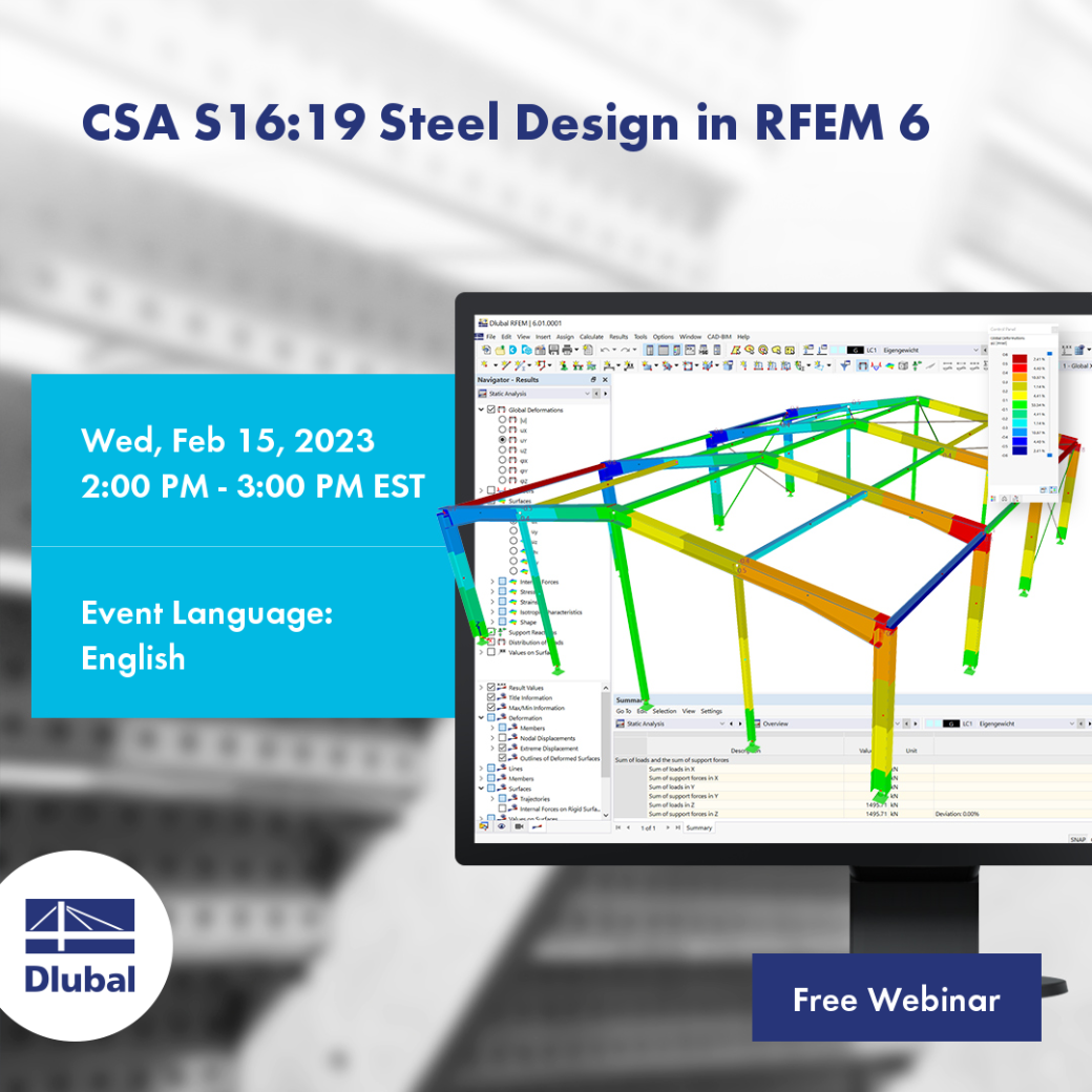 Vérification de l'acier dans RFEM 6 selon la CSA S16:19