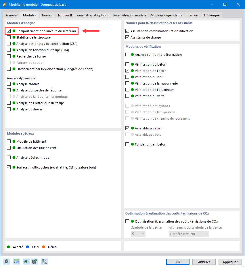 Module complémentaire « Comportement non linéaire du matériau » pour RFEM 6