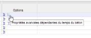 Symboles des sections dans la colonne « Options »