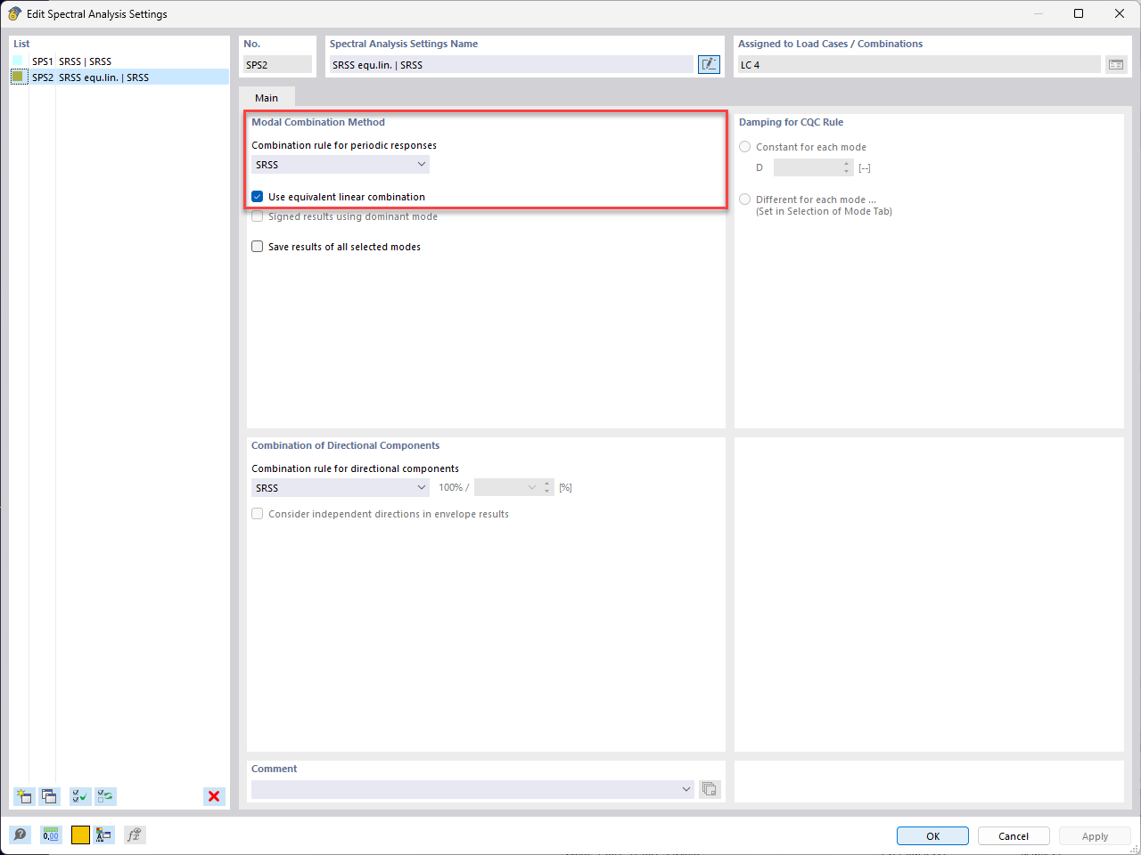 KB 001804 | Superposition des réponses modales en analyse du spectre de réponse à l’aide de la combinaison linéaire équivalente dans RFEM 6 et RSTAB 9