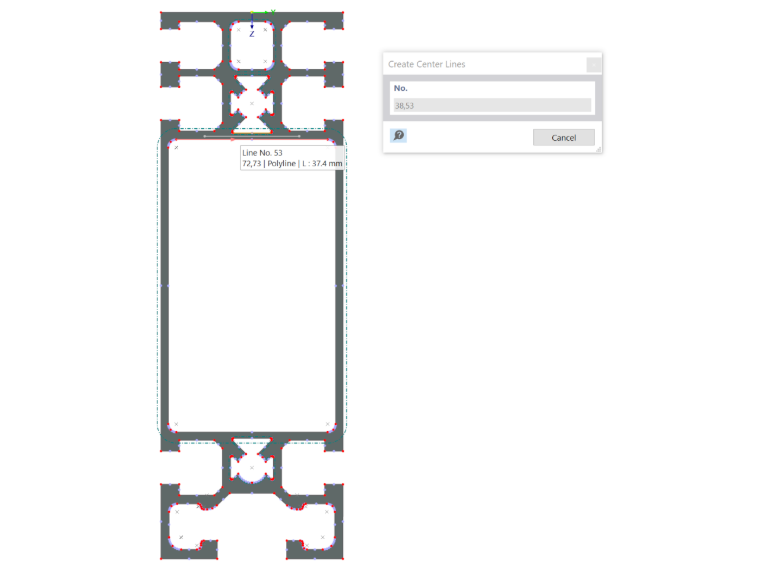 Définir les lignes centrale avec la fonction « Définir les lignes centrale »