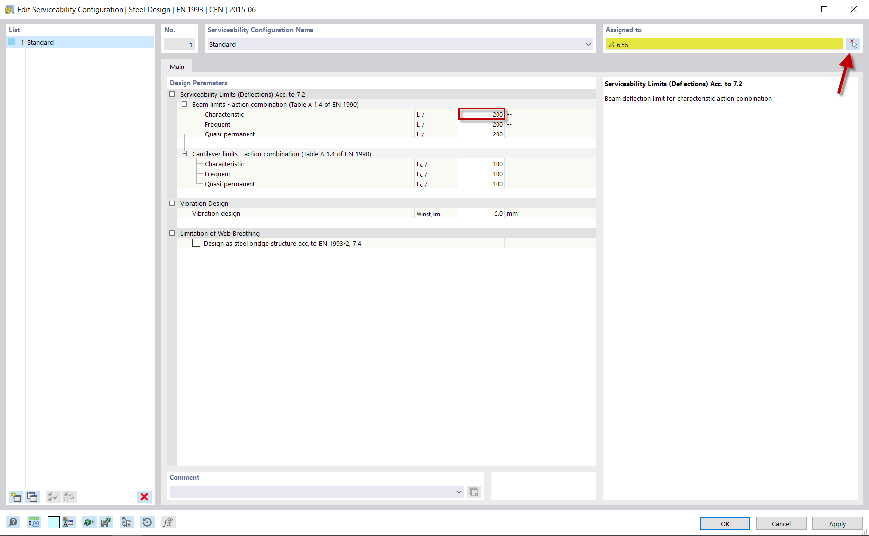 Boîte de dialogue « Modifier la configuration pour l'ELS »