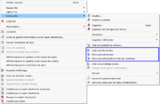 Options d’intersection dans le menu contextuel de la surface