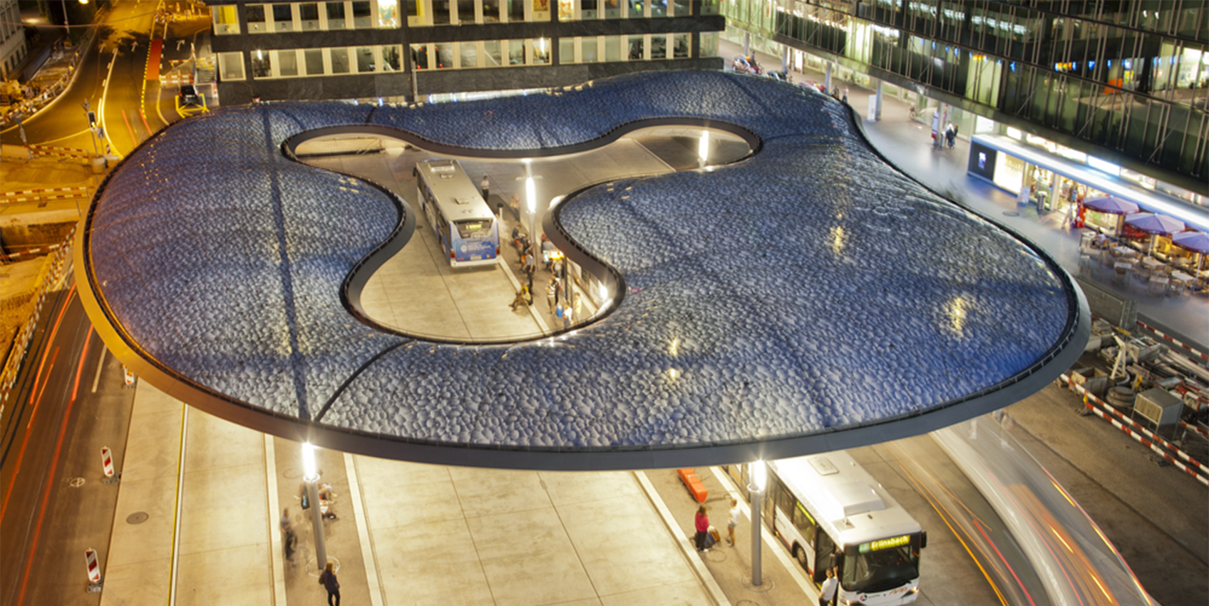 Vue aérienne de la gare routière d'Aarau (© Niklaus Spoerri)