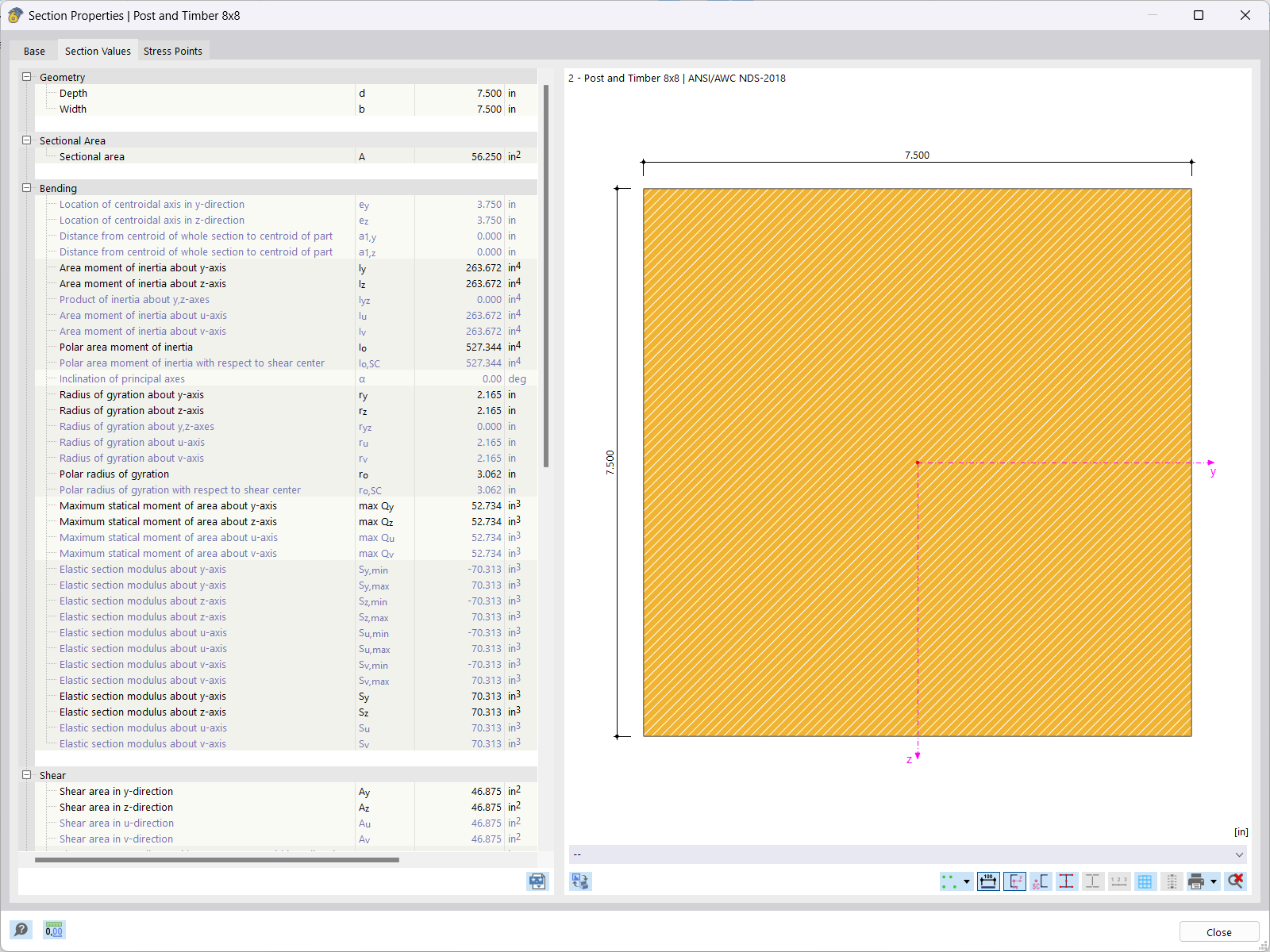 KB 001848 | Vérification des poteaux en bois selon la norme NDS 2018 dans RFEM 6