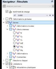 Sélection des efforts internes de barre dans le navigateur
