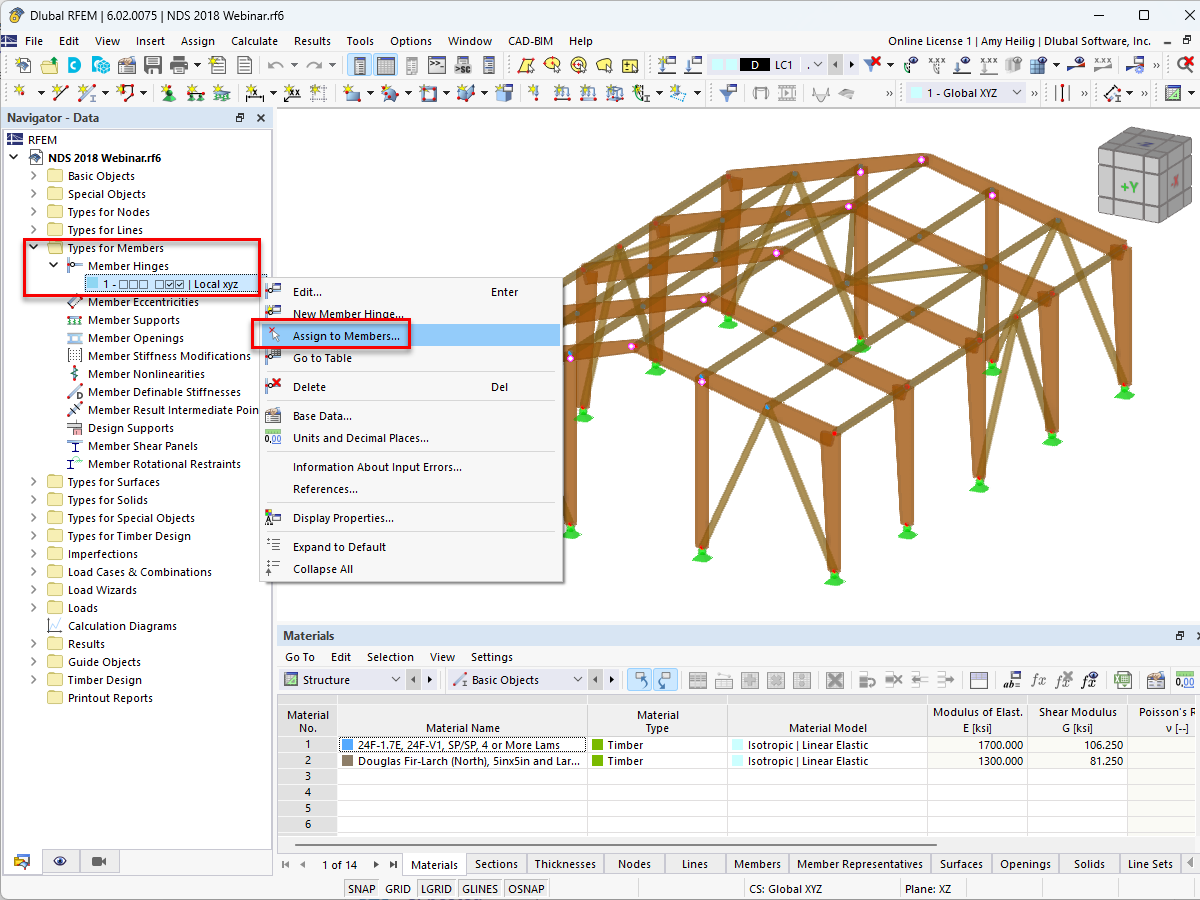 FAQ 005403 | Comment assigner graphiquement une articulation de barre aux barres dans RFEM 6/RSTAB 9 ?