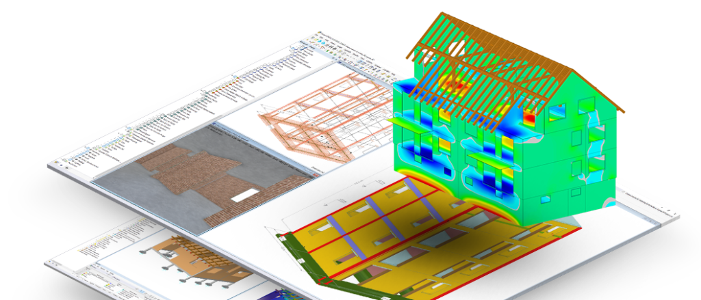 Visualisation du calcul d'une maison en maçonnerie avec des modèles éléments finis non linéaires.