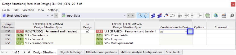 Modification des combinaisons pour le calcul