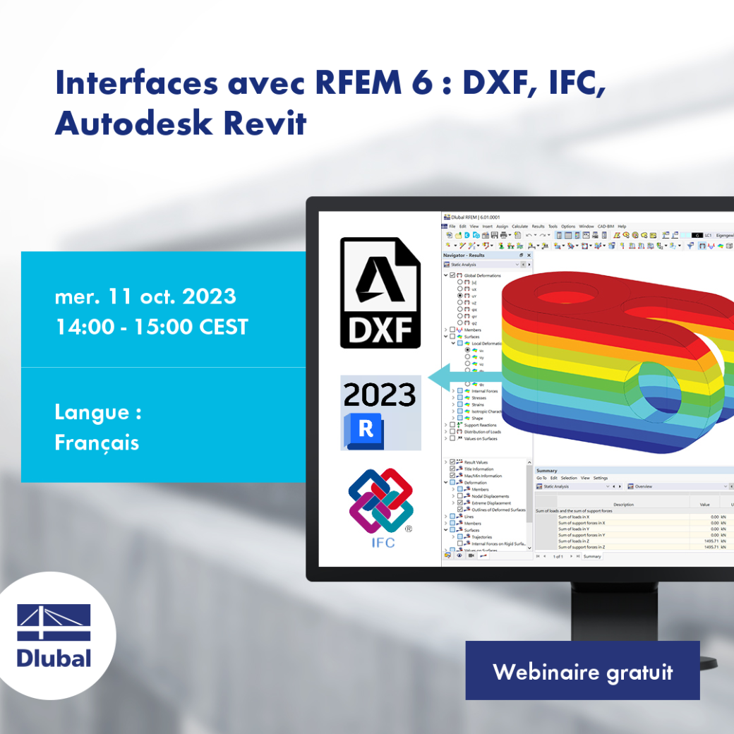 Interfaces avec RFEM 6 : DXF, IFC, Autodesk Revit