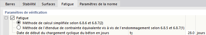 Modifier de la configuration pour l’ELU - Fatigue