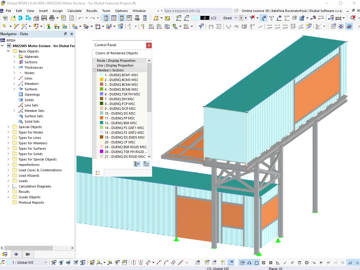 Modèle RFEM de la structure conteneur