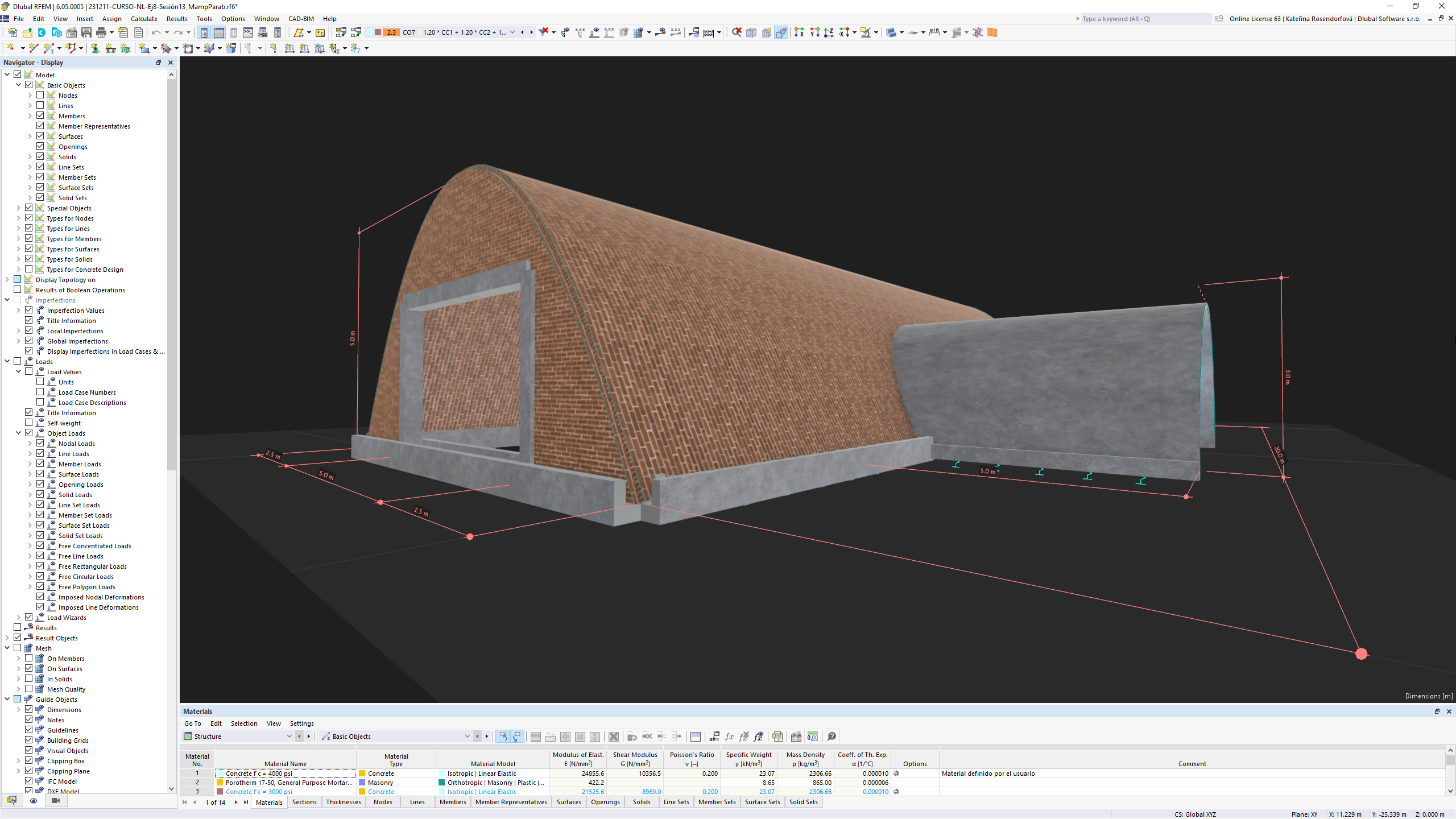 Voûte à arc en maçonnerie avec croisement de voûtes en béton armé.