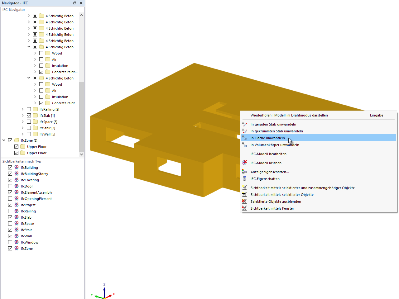 Conversion du modèle IFC en surfaces