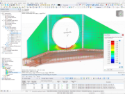 Visualisation d'une structure de canalisation avec calcul du béton dans RFEM pour barres et surfaces en béton armé.