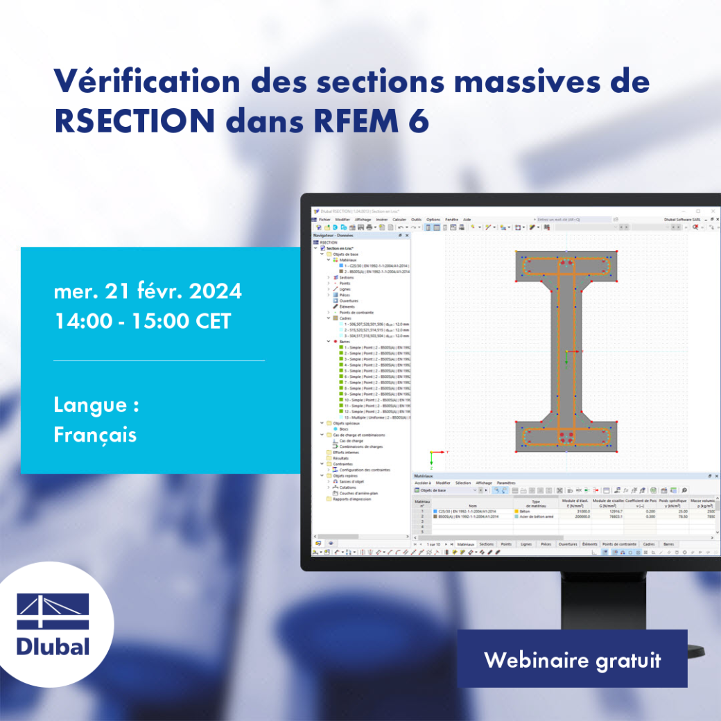 Vérification des sections massives de RSECTION dans RFEM 6