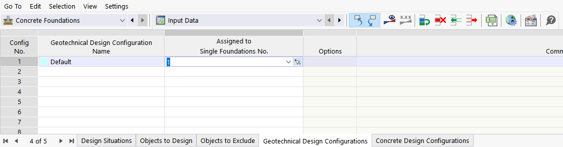 Attribution de la configuration géotechnique via le tableau