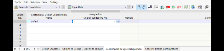 Attribution de la configuration géotechnique via le tableau