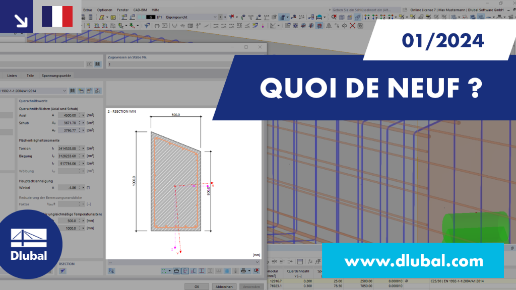 Présentation graphique des nouvelles fonctionnalités de RFEM 6 et RSTAB 9 pour janvier 2024
