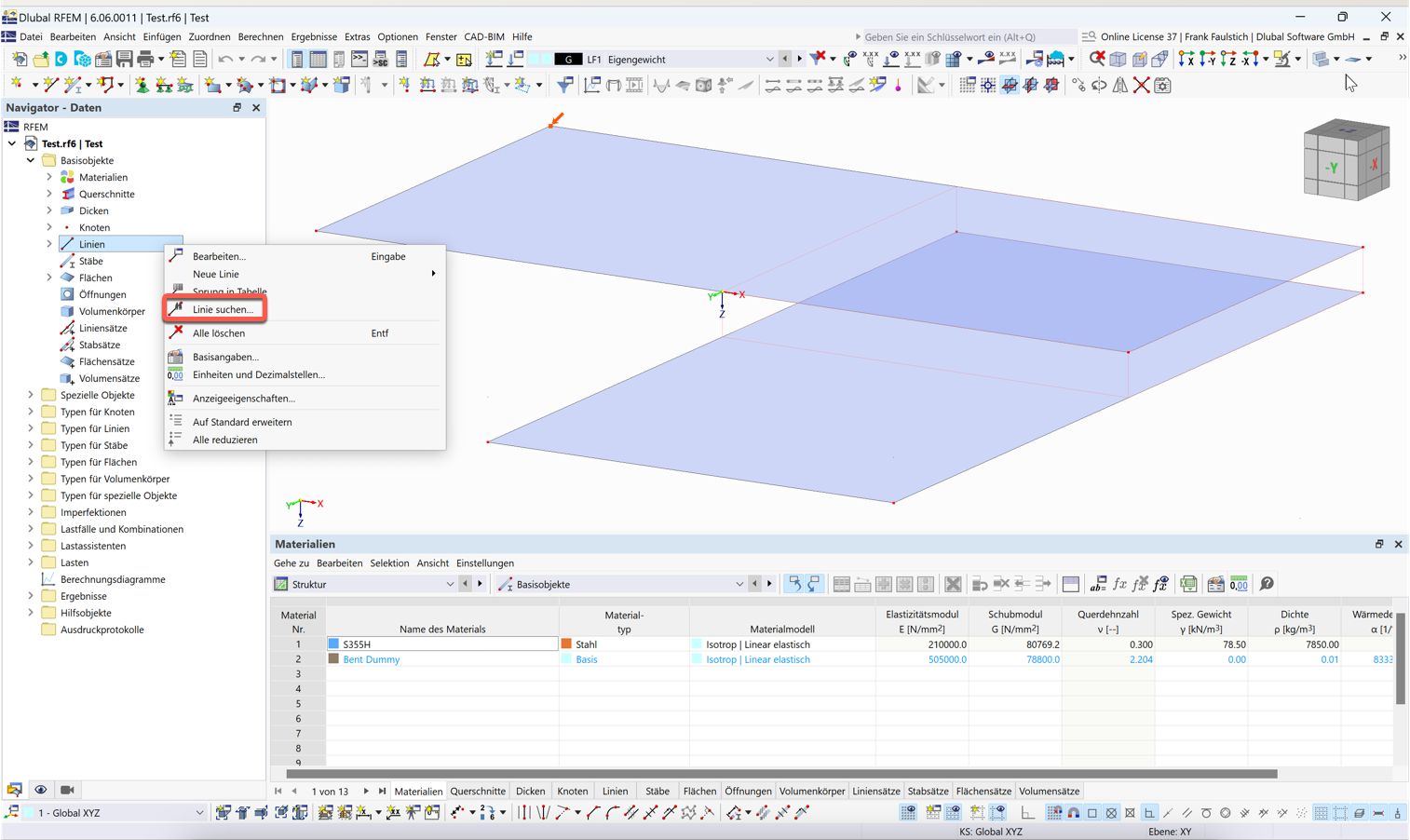 FAQ 005544 | Comment trouver une ligne avec un certain numéro dans RFEM 6/RSTAB 9 ?