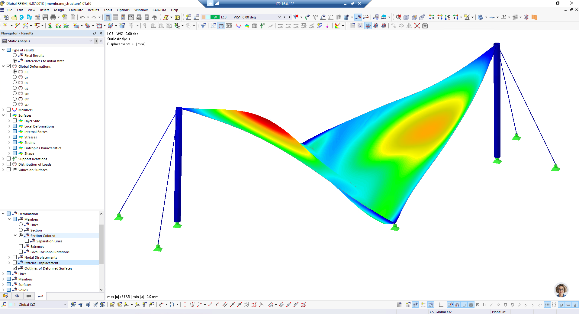 Forme déformée de la structure dans RFEM