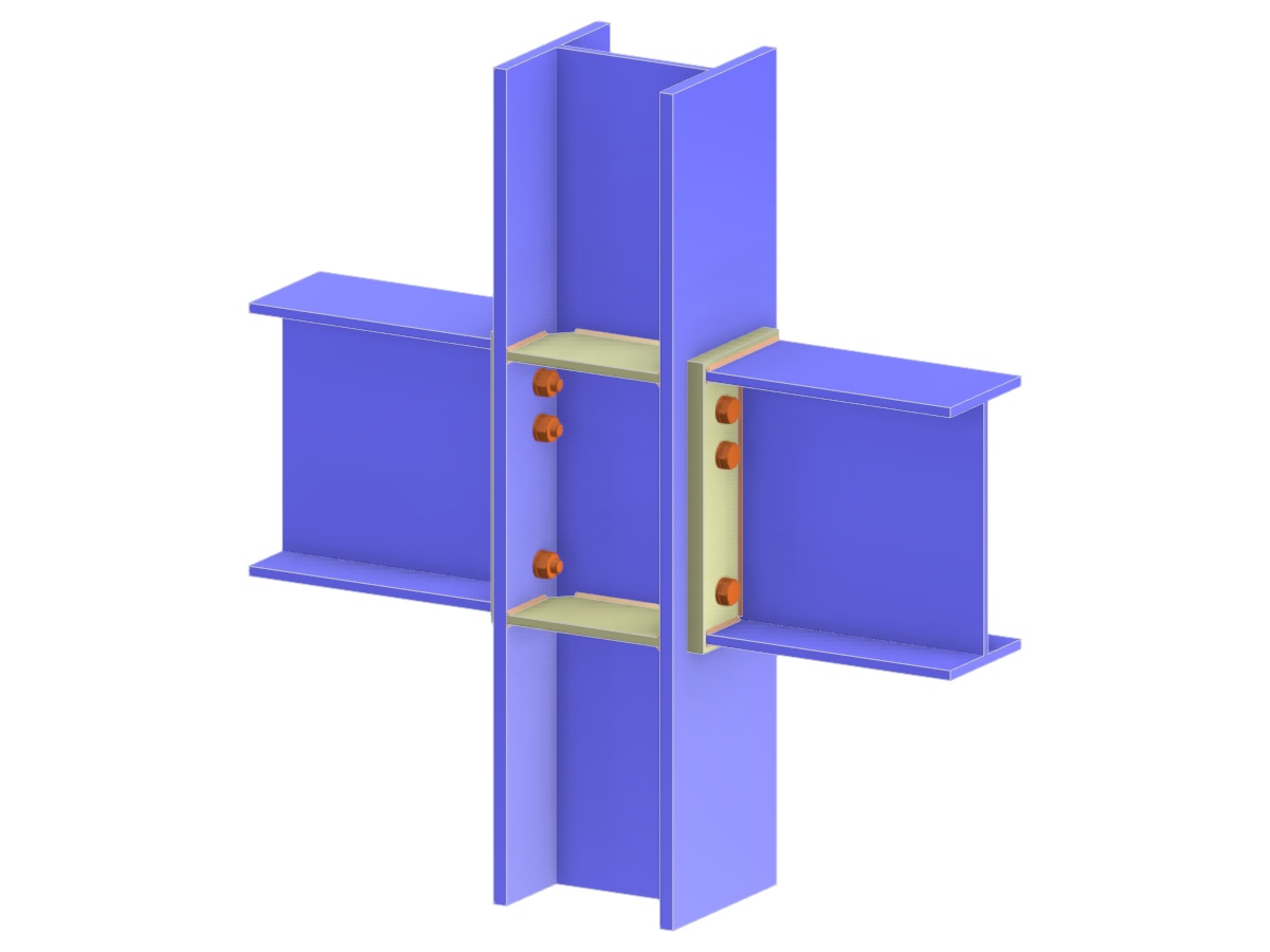 Modèle 005167 | Assemblage poutre sur semelle de poteau via platine d'extrémité sur toute la hauteur
