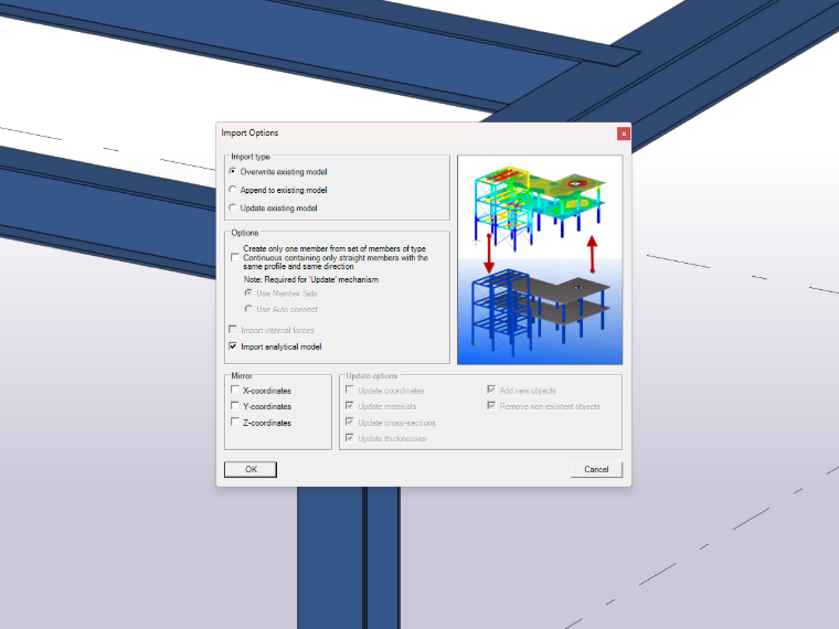 FAQ 005611 | Quelles informations peuvent être échangées lors de l'exportation et de l'importation entre RFEM 6 et Tekla ?