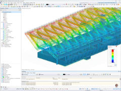 Modèle RFEM du flagship store BORA, Herford, avec déformation globale dans l’axe Z