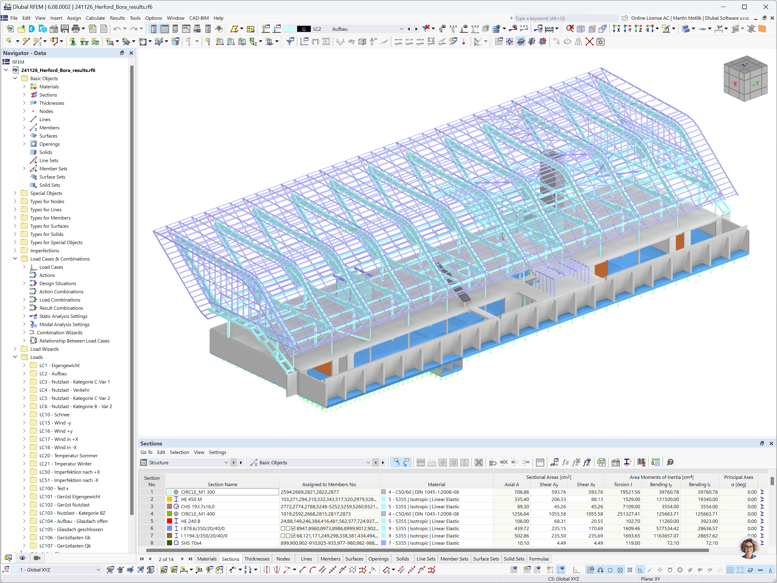 Modèle RFEM du flagship store BORA, Herford