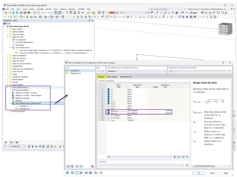 KB 001925 | Vérification de soudures d’angle AISC dans RFEM 6