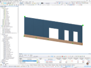 Le modèle montre un panneau de mur en bois lamellé-croisé dans RFEM