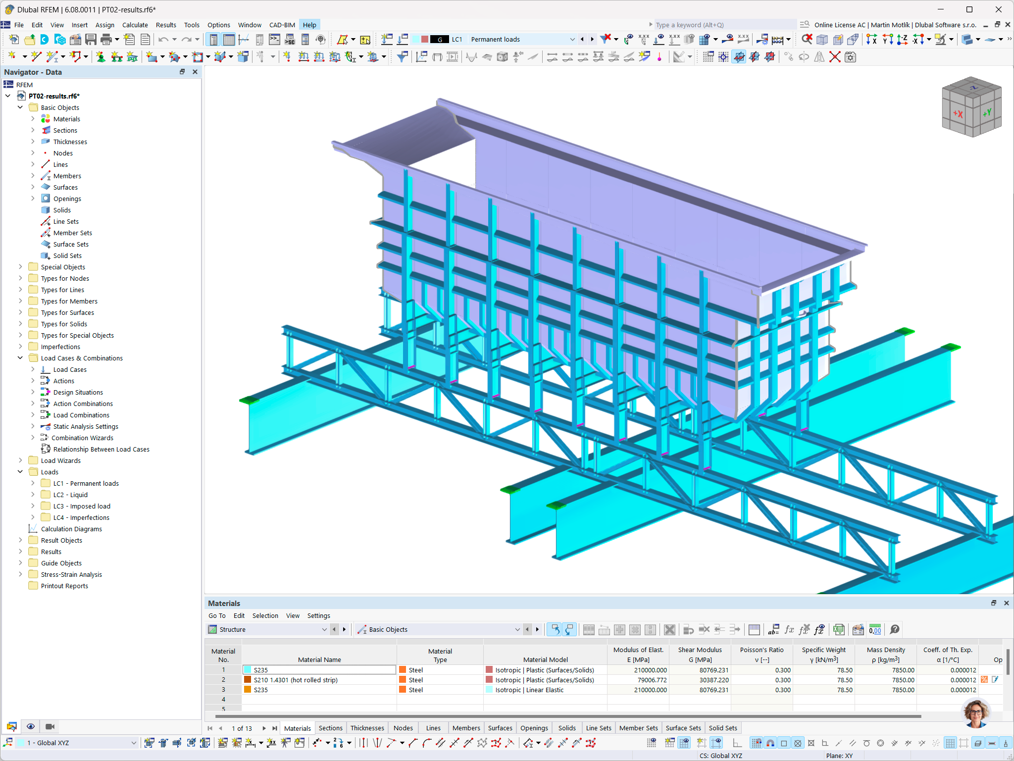 Modèle 3D d’un réservoir rectangulaire en acier dans RFEM