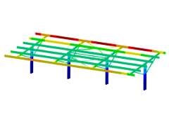 Ce modèle montre des ombrières photovoltaïques de GH Hervouet avec des déformations faibles sur les poteaux et marquées aux bords supérieurs.