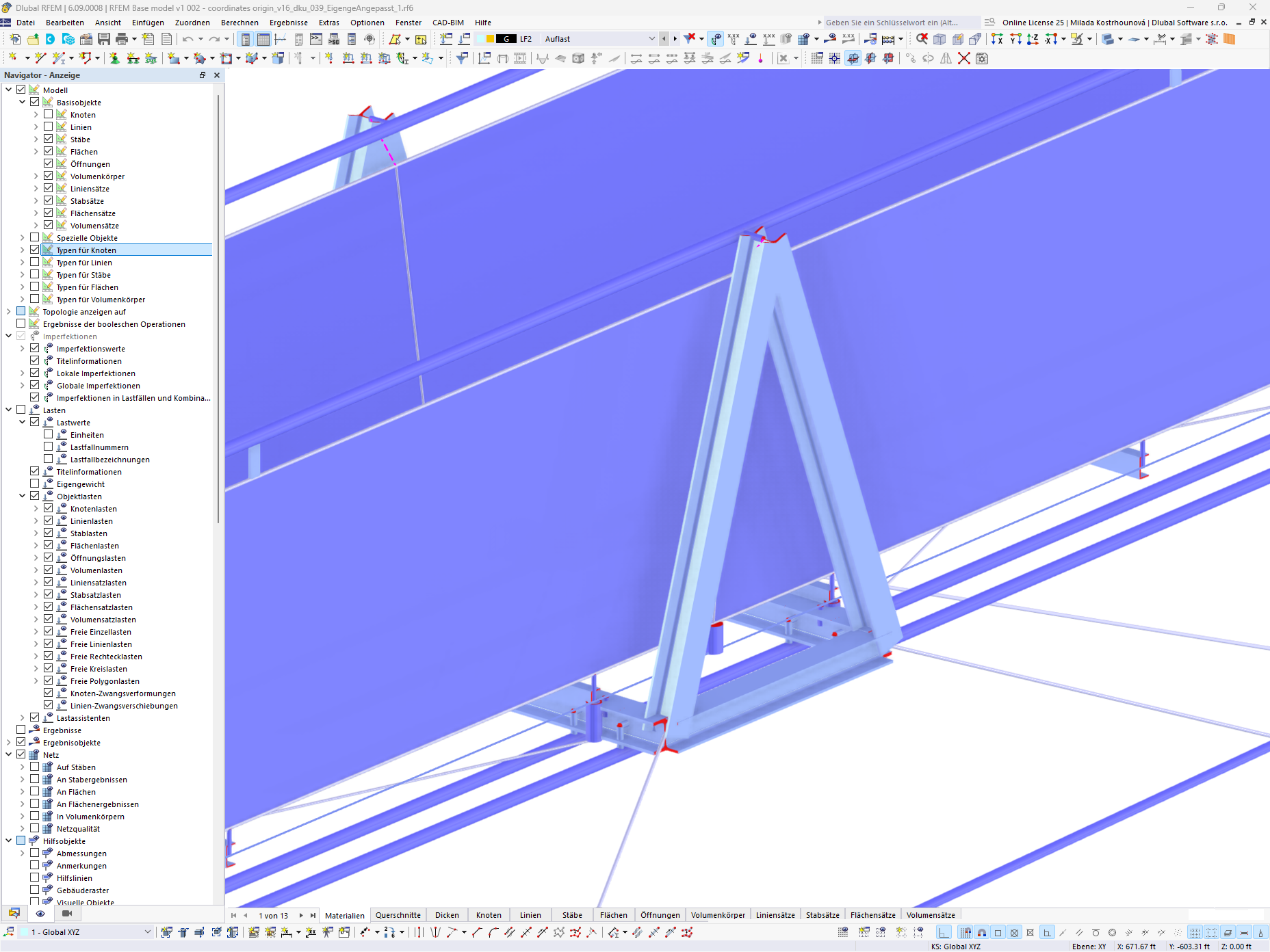 Das RFEM-Modell der LaPendenta-Hängebrücke in Disentis/Mustér zeigt präzise konstruktive Planung und stabile Seilbauweise.