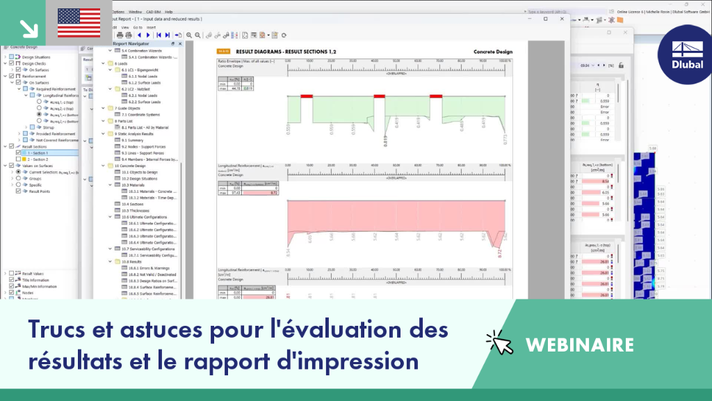 Séance de webinaire sur les conseils et astuces pour l’évaluation des résultats et le rapport d’impression présentée par un expert Dlubal.