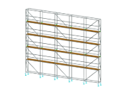 Aluminiumgerüst für Bauprojekte, Detailansicht. Statische Berechnungen für Lastübertragung.