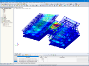 Visualisation des déformations sur le modèle RFEM 5 de l’aéroport | © AIA Life Designers, architectes