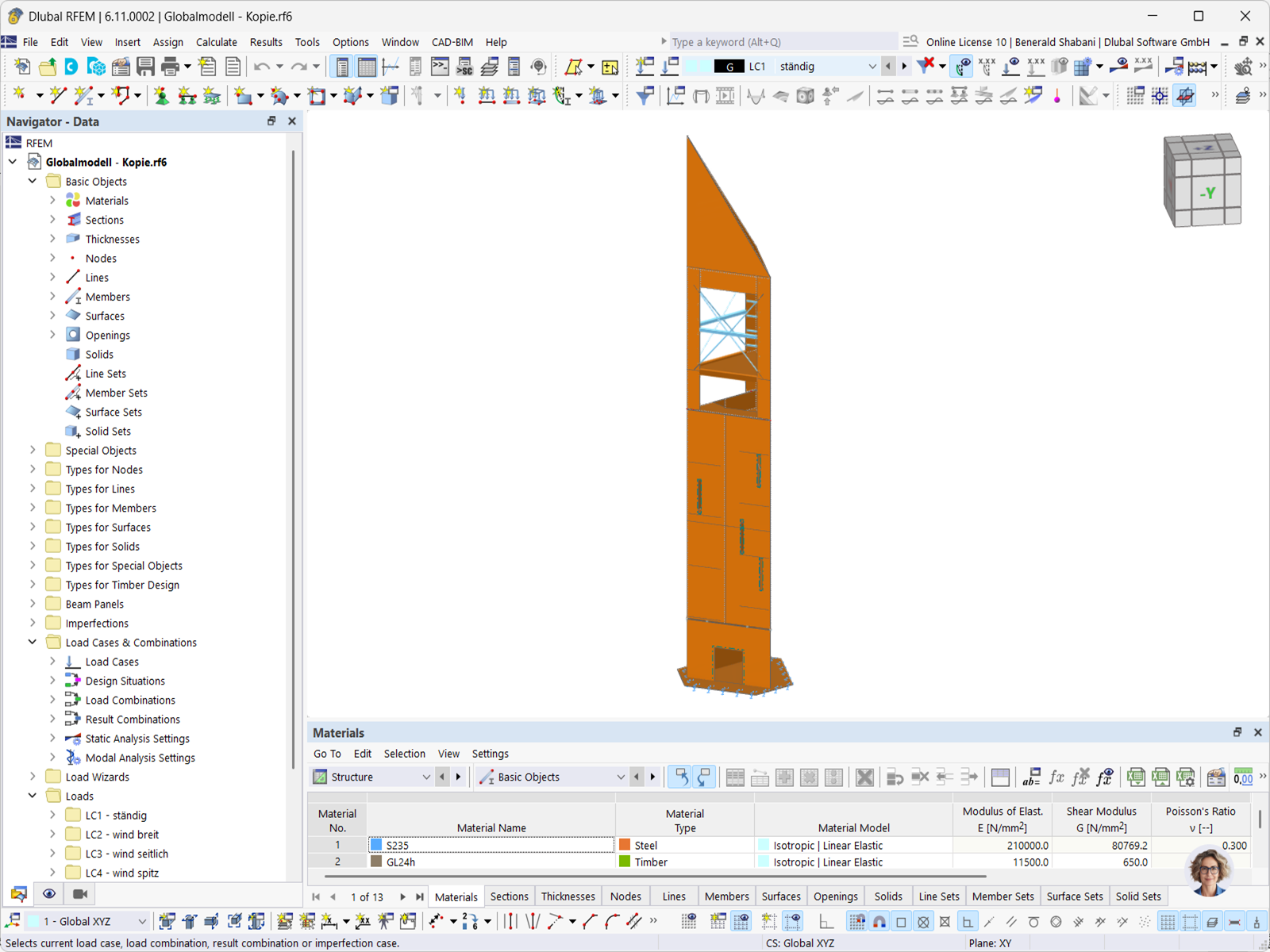 Modèle RFEM 6 de clocher en bois, conçu par le bureau d’ingénierie Wirth Haker