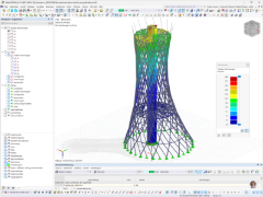 Résultat d’une analyse des charges de vent sur une structure complexe dans RFEM, créé par ibr tragwerk Barth + Rugenstein GmbH
